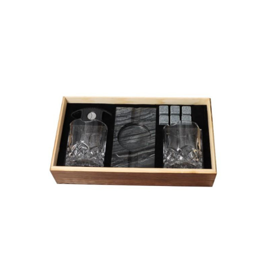 Angelo exkluzív Whiskys pohár szett fa díszdobozban tartozékokkal