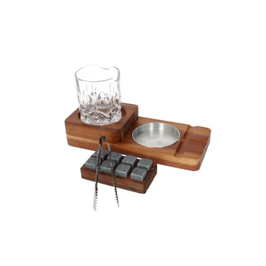 Angelo exkluzív Whiskys pohár szett tartozékokkal - Dupla pengés szivarvágóval