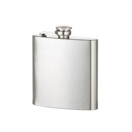 Rozsdamentes acél flaska, laposüveg - 6 oz. = 1.77dl - Szálcsiszolt króm