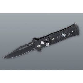 Fekete rugós zsebkés övcsipesszel – 15,1 cm