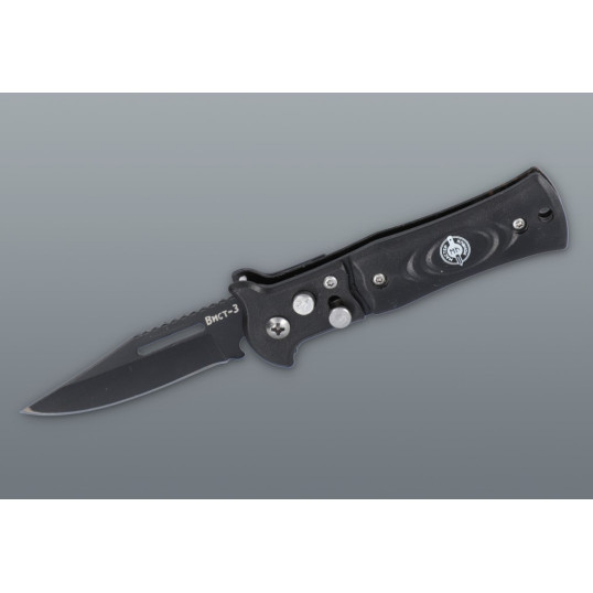 Fekete rugós zsebkés övcsipesszel – 15,1 cm