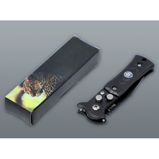 Fekete rugós zsebkés övcsipesszel – 15,1 cm