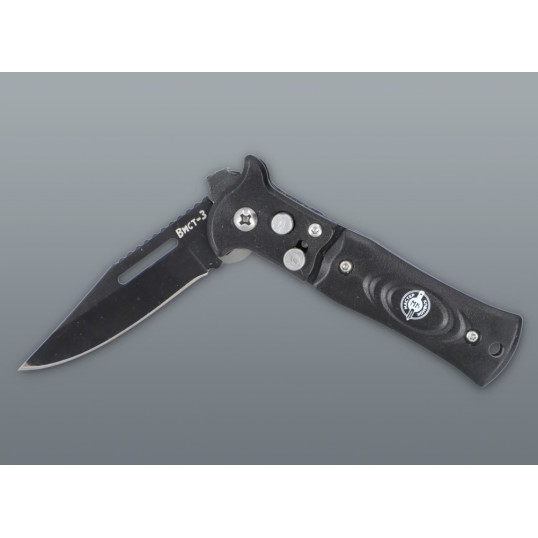 Fekete rugós zsebkés övcsipesszel – 15,1 cm