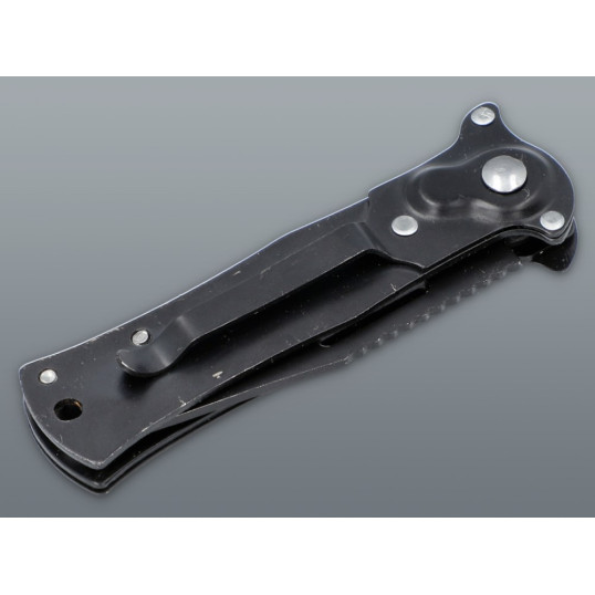 Fekete rugós zsebkés övcsipesszel – 15,1 cm