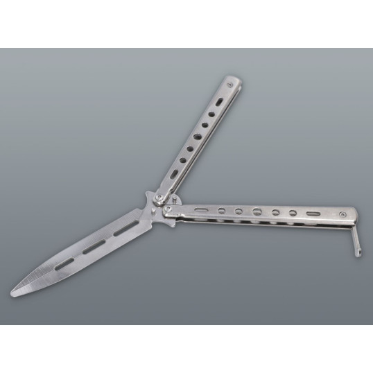 Ezüst színű színű fémből készült pillangókés