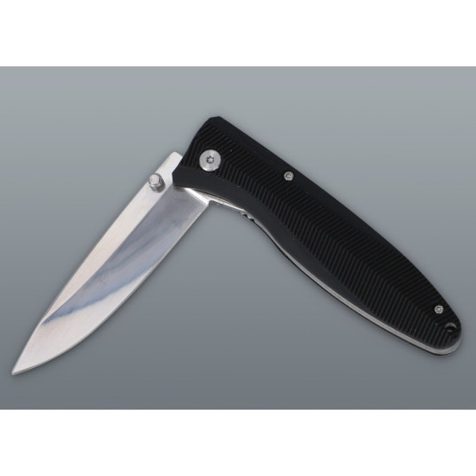 Összecsukható vadászkés fekete, gumírozott hatású markolattal – 20,5 cm