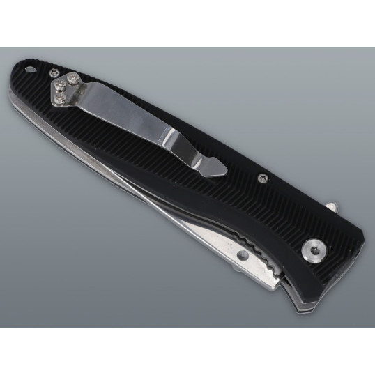 Összecsukható vadászkés fekete, gumírozott hatású markolattal – 20,5 cm