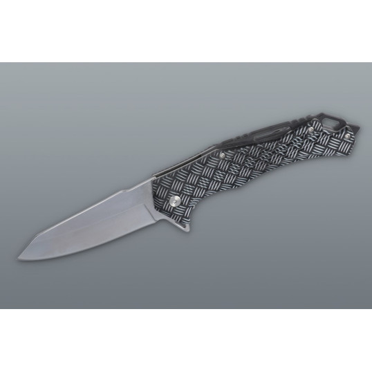 Összecsukható kés mintázott fekete markolattal – 23 cm