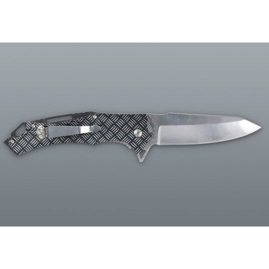 Összecsukható kés mintázott fekete markolattal – 23 cm