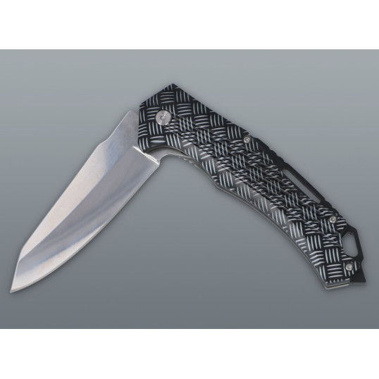 Összecsukható kés mintázott fekete markolattal – 23 cm