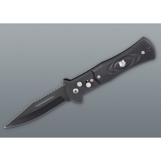 Rugós zsebkés Tigris mintás fekete markolattal – 20,2 cm