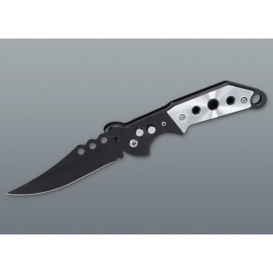 Rugós zsebkés fekete pengével és fém markolattal – 21,5 cm