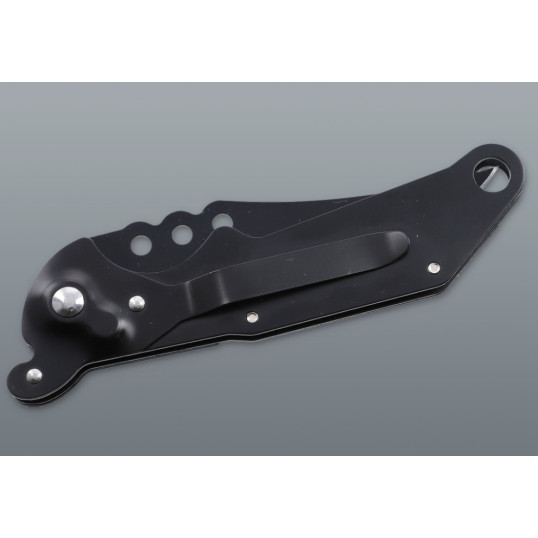 Rugós zsebkés fekete pengével és fém markolattal – 21,5 cm