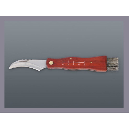 Praktikus gombászkés - Vörösesbarna színű fából készített nyéllel - 20 cm