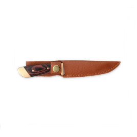 Kis méretű vadászkés - műbőr tokkal - fa mintázatú műanyag nyéllel 