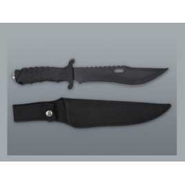 Nagyméretű fekete színű vadászkés - Szövetből készült tokkal