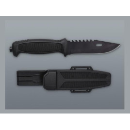 Közepes méretű fekete színű túrázó kés - Falra rögzíthető tokkal