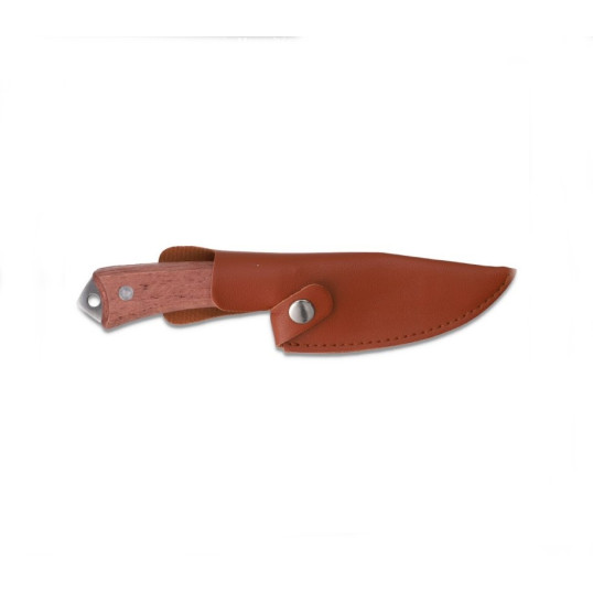 Széles pengéjű vadászkés - műbőr tokkal - fa nyéllel 