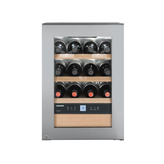 Liebherr borhűtő szekrény Wkes 653, nemesacél borítással 12 bordói palack számára - Prémium minöség