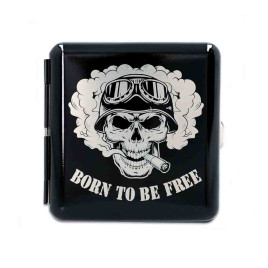 Gentelo fém cigaretta tárca 20 szál cigarettának - Born to be Free koponya mintával