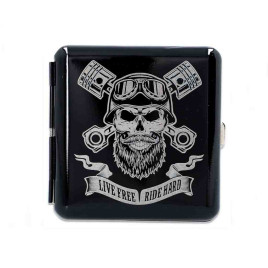 Gentelo fém cigaretta tárca 20 szál cigarettának - Live Free Ride Hard koponya mintával