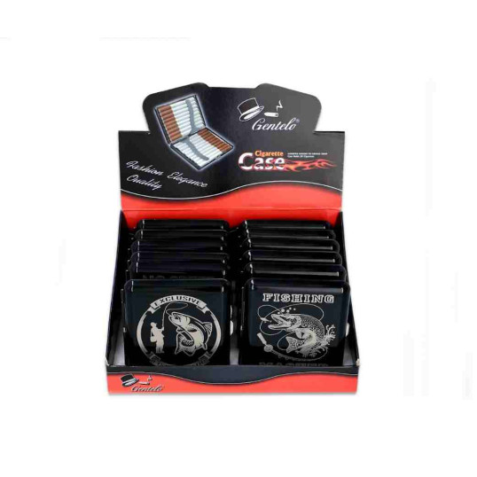 Gentelo fém cigaretta tárca 20 szál cigarettának - Exclusive Fishing Club hal mintával