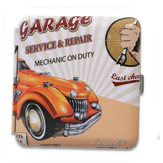 Gentelo fém cigaretta tárca 20 szál cigarettának - Garage Service & Reapir mintával