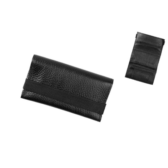 Angelo bőr dohánytartó tárca gumipánttal, fekete