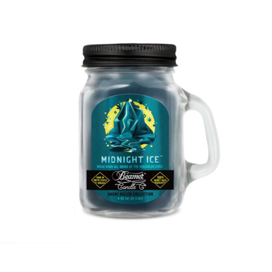 Smoke Killer illatgyertya üvegedényben, füllel és fém kupakkal – Midnight Ice - kicsi
