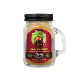 Smoke Killer illatgyertya üvegedényben, füllel és fém kupakkal – Sack of Nuts - kicsi