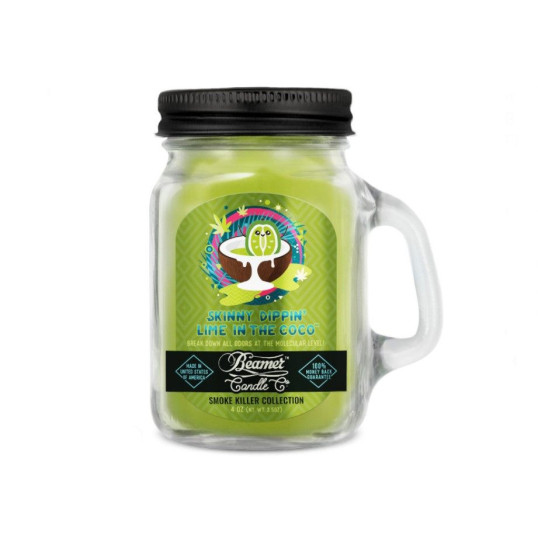 Smoke Killer illatgyertya üvegedényben, füllel és fém kupakkal – Skinny Dippin’ Lime in the Coco - kicsi