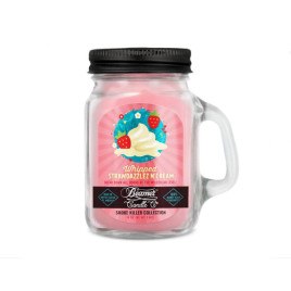 Smoke Killer illatgyertya üvegedényben, füllel és fém kupakkal – Whipped Strawdazzlez N’ Cream - kicsi