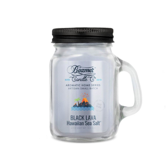 Smoke Killer illatgyertya üvegedényben, füllel és fém kupakkal – Black Lava – Hawaiian Sea Salt - kicsi
