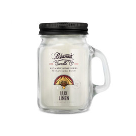 Smoke Killer illatgyertya üvegedényben, füllel és fém kupakkal – Lux Linen - kicsi