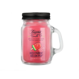 Smoke Killer illatgyertya üvegedényben, füllel és fém kupakkal – Red Fkin’ Melon Pop - kicsi
