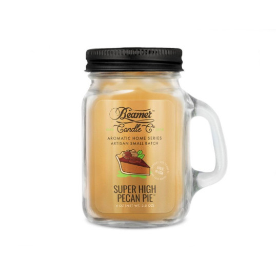 Smoke Killer illatgyertya üvegedényben, füllel és fém kupakkal – Super High Pecan Pie - kicsi