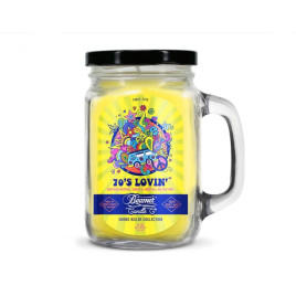 Smoke Killer illatgyertya üvegedényben, füllel és fém kupakkal – 70’S LOVING’ - nagy