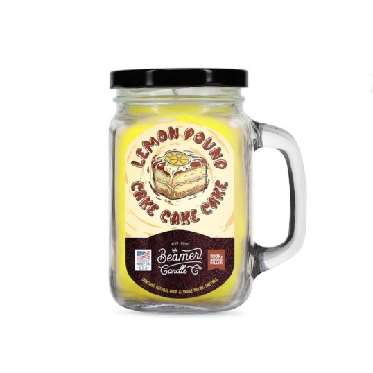 Smoke Killer illatgyertya üvegedényben, füllel és fém kupakkal – Lemon Pound Cake - nagy