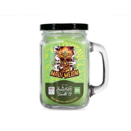 Smoke Killer illatgyertya üvegedényben, füllel és fém kupakkal – Maui Melon - nagy