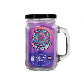 Smoke Killer illatgyertya üvegedényben, füllel és fém kupakkal – Nag Champa - nagy