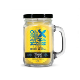 Smoke Killer illatgyertya üvegedényben, füllel és fém kupakkal – Ol’ Fashion French Vanilla - nagy