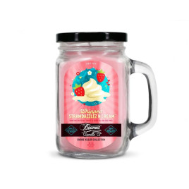 Smoke Killer illatgyertya üvegedényben, füllel és fém kupakkal – Whipped Strawdazzlez N’ Cream - nagy