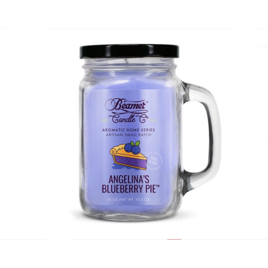 Smoke Killer illatgyertya üvegedényben, füllel és fém kupakkal – Angelina’s Blueberry Pie - nagy