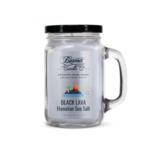 Smoke Killer illatgyertya üvegedényben, füllel és fém kupakkal – Black Lava – Hawaiian Sea Salt - nagy