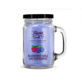Smoke Killer illatgyertya üvegedényben, füllel és fém kupakkal – Blueberries Smell Like Raspberries - nagy