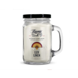 Smoke Killer illatgyertya üvegedényben, füllel és fém kupakkal – Lux Linen - nagy