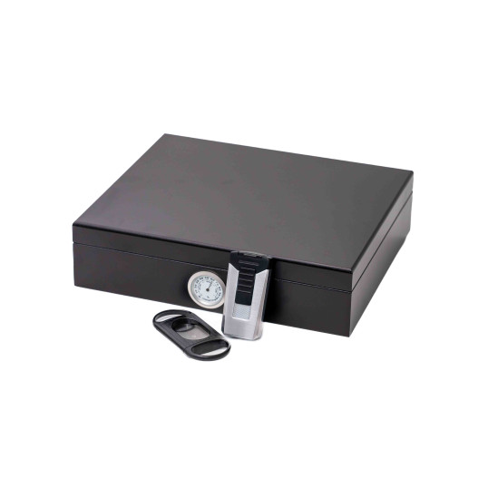 Humidorshop Cigarset szivaros ajándék szett - 30 szálas humidorral, szivarvágóval és szivargyújtóval