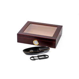 Humidorshop Cigarset szivaros ajándék szett - 30 szálas humidorral, szivarvágóval és szivar hamuzóval