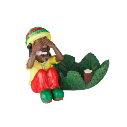 Szemét eltakaró ülő rasztát ábrázoló polirezin hamutartó