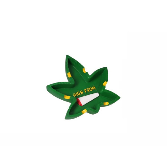 Marihuána levelet ábrázoló polirezin hamutartó - Zöld színű